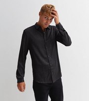 New Look Black Animal Print Satin Long Sleeve Shirt